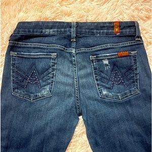 7 For All Mankind “A” Pocket Distressed Flare Jeans